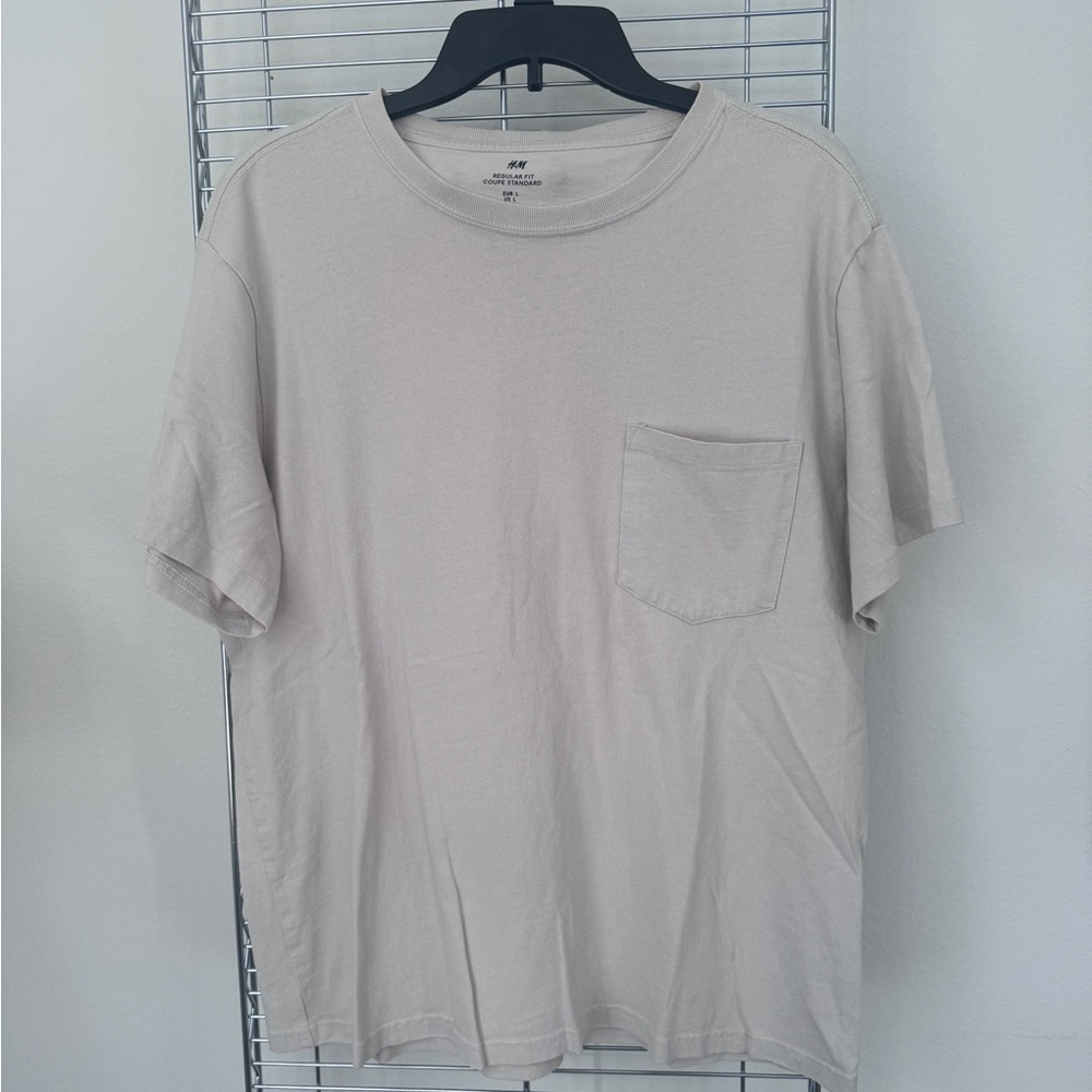 H&M Men's Short Sleeve Beige Tee